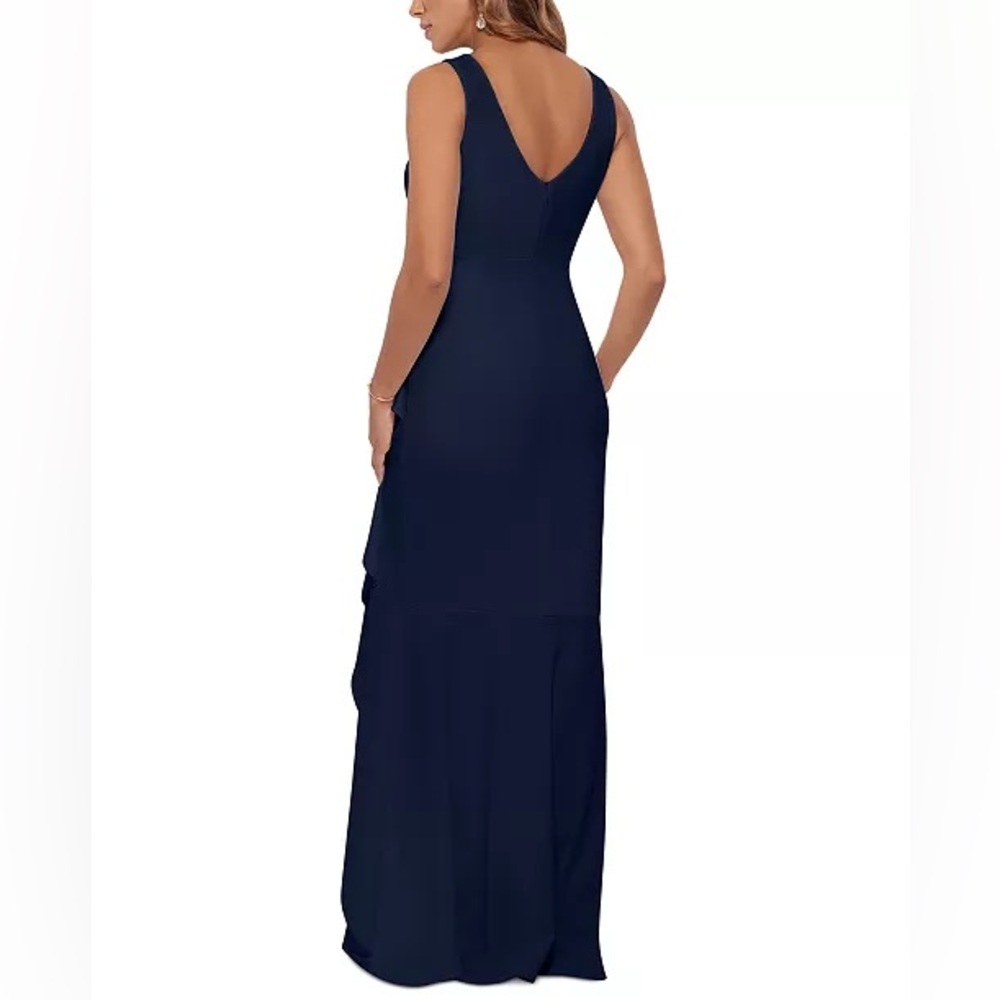 Navy Betsy & Adam Ruffled High-Low Dress - Picture 2 of 7